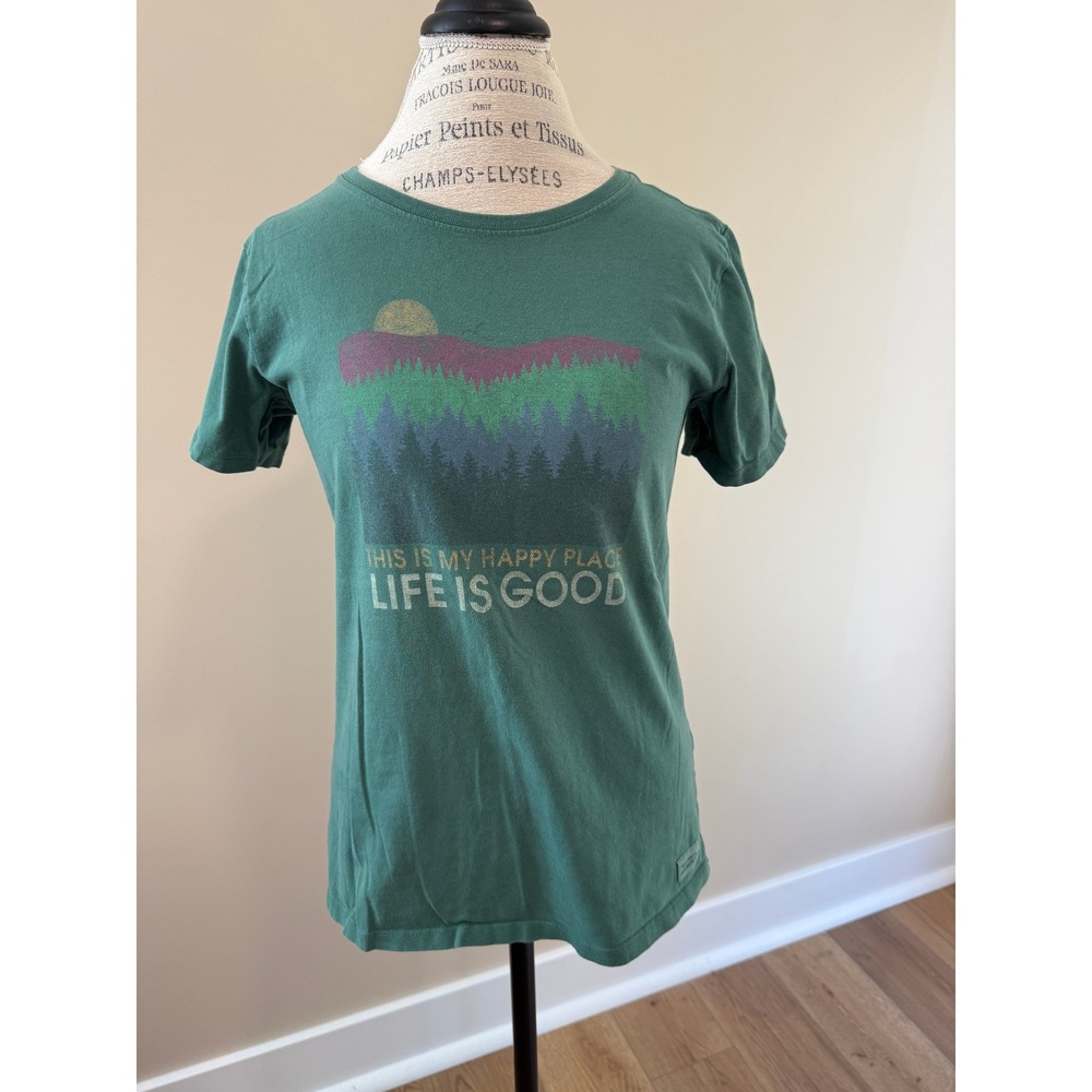 Life is Good "This is my happy place" green T-shirt Size M
